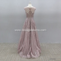 Wholesale women sleeveless pink lace long elegant bridesmaid dress